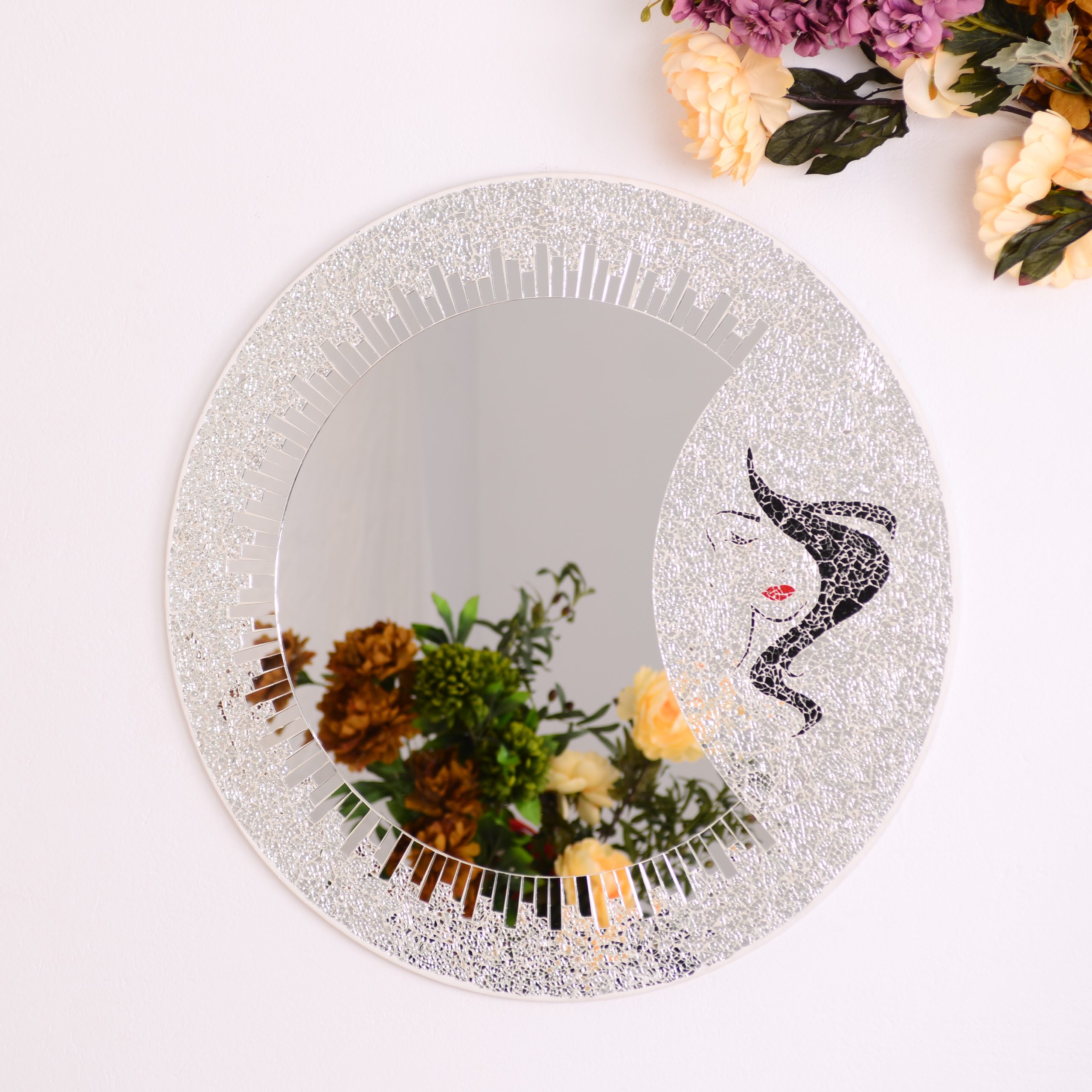 miroir rond vous les femmes (craquelé)