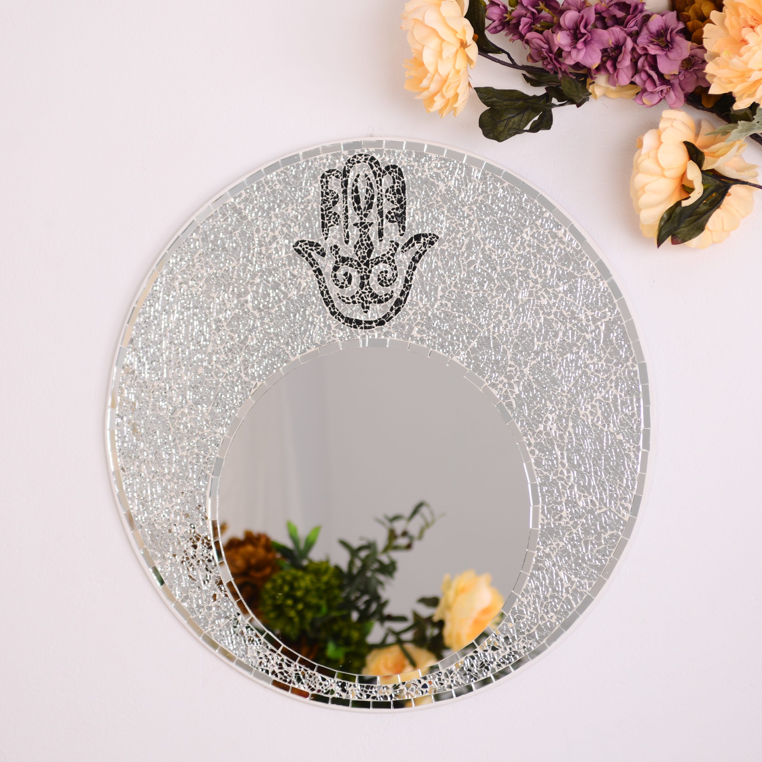 miroir rond main de fatma (craquelé)