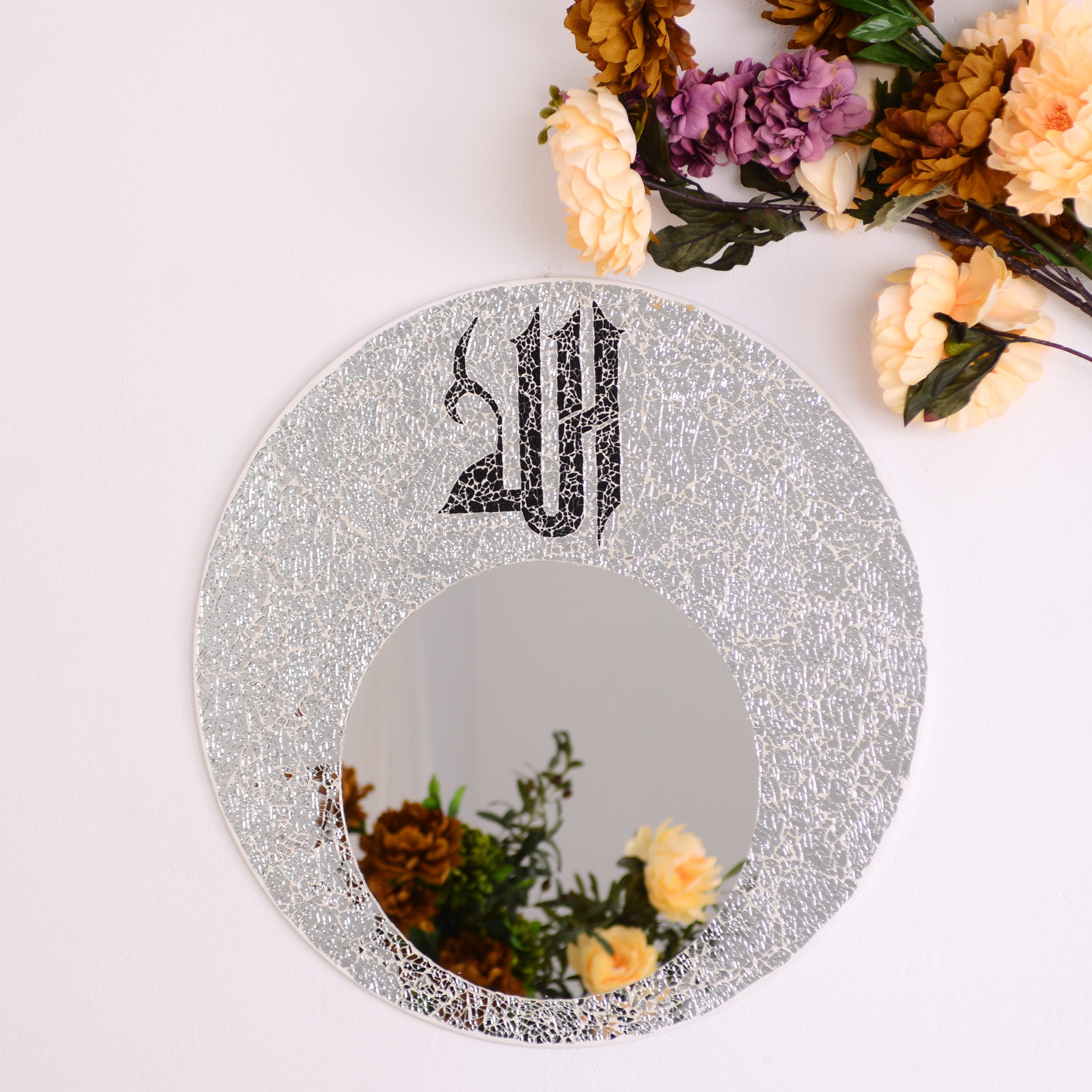 miroir rond calligraphie (craquelé)